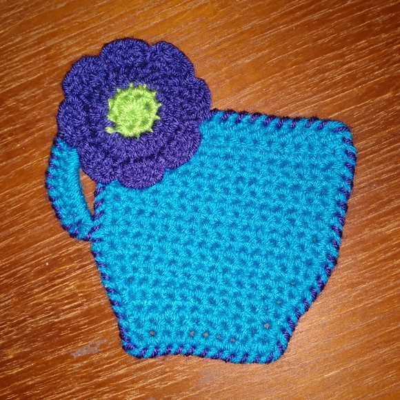 ☕ Coffee Cup Coasters Flower Crochet Set of 4 HANDCRAFTED GIFT! - Picture 4 of 12